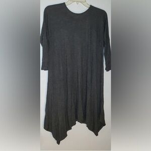Charlotte Russe Size M 3/4 Sleeve Scoop Neck Charcoal Asymmetrical Swing Dress